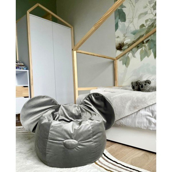Pouf a sacco per bambini grigio Ears – The Brooklyn Kids-image-1