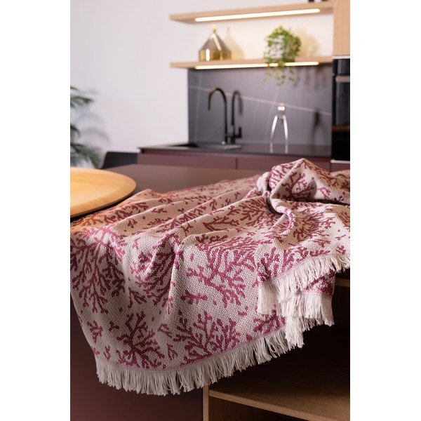 Plaid rosa scuro con cotone Summer , 140 x 180 cm Coral - Euromant-image-1