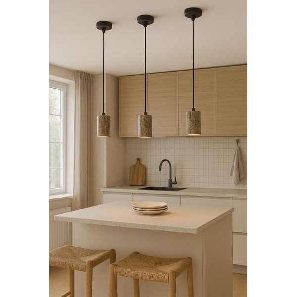 Lampadario grigio con paralume in pietra ø 6,5 cm Selma – Opviq lights-image-1