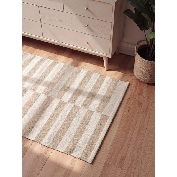 Tappeto bianco/marrone chiaro in lana reversibile/tessuto a mano 80x150 cm Vika – Hanse Home-image-2