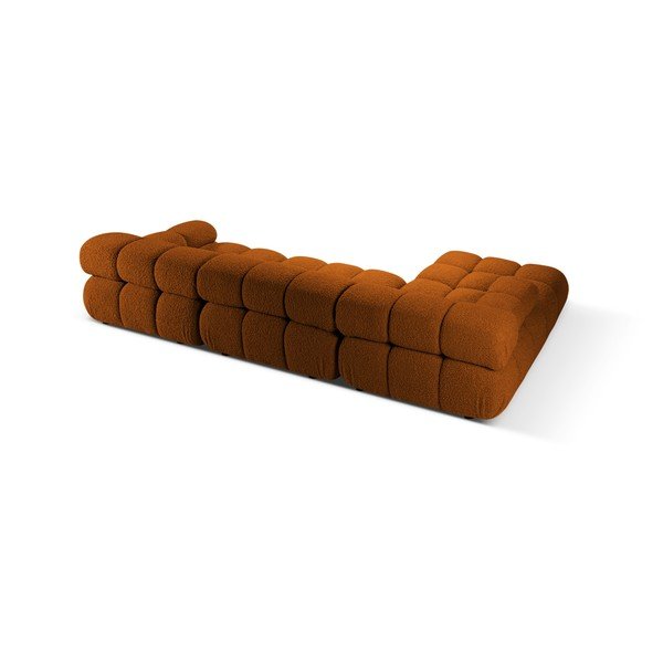 Divano angolare componibile color terracotta (con penisola a sinistra/con chaise lounge) con rivestimento in bouclé – Micadoni -image-1