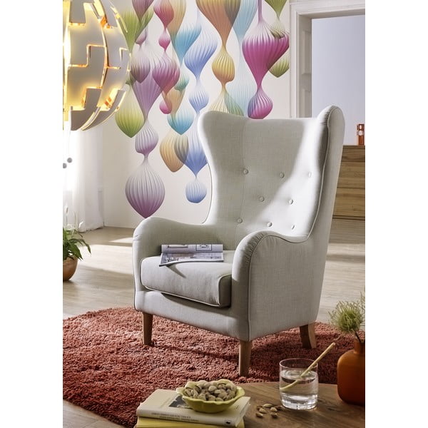 Poltrona in lino con orecchie grigie Miriam - Max Winzer-image-1