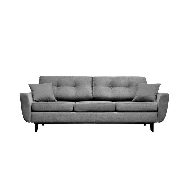 Divano letto a tre posti grigio con gambe nere Jasmin - Mazzini Sofas