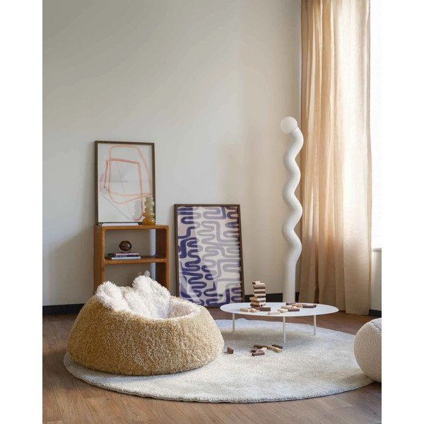 Pouf a sacco per bambini color ambra con rivestimento in pelliccia sintetica Yeti – Wigiwama-image-1