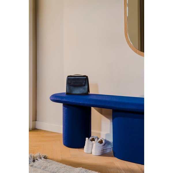 Panchina blu in imbottito con rivestimento in lana Rull – noo.ma-image-3