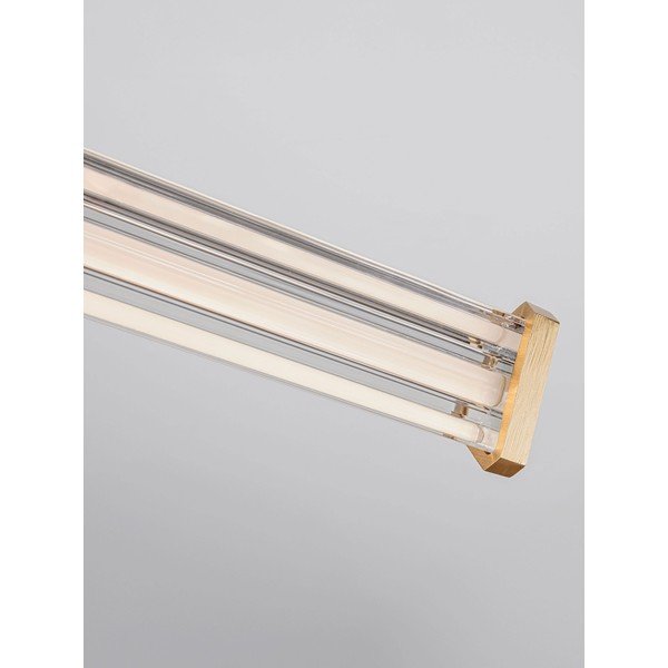 Lampadario LED oro opaco in metallo con paralume in vetro acrilico con intensità regolabile Pheme – Nova Luce-image-1