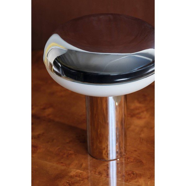 Lampada da tavolo color argento lucido in metallo (altezza totale 32 cm) Paneta – Jotex-image-2