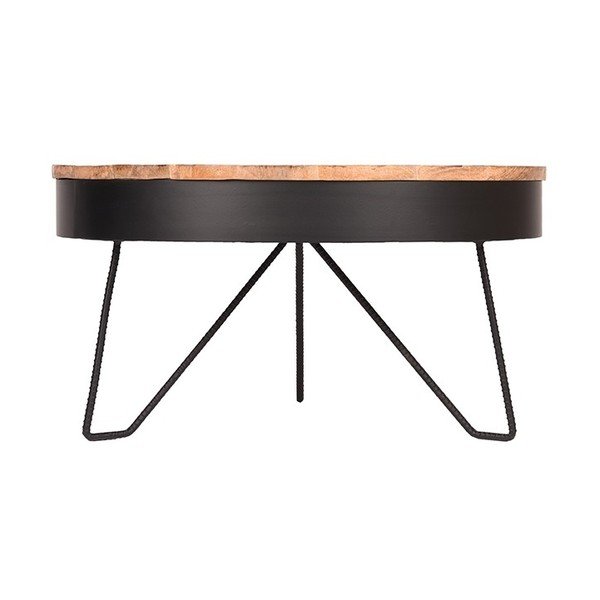 Tavolino nero con piano in legno di mango , ⌀ 80 cm Saran - LABEL51-image-1