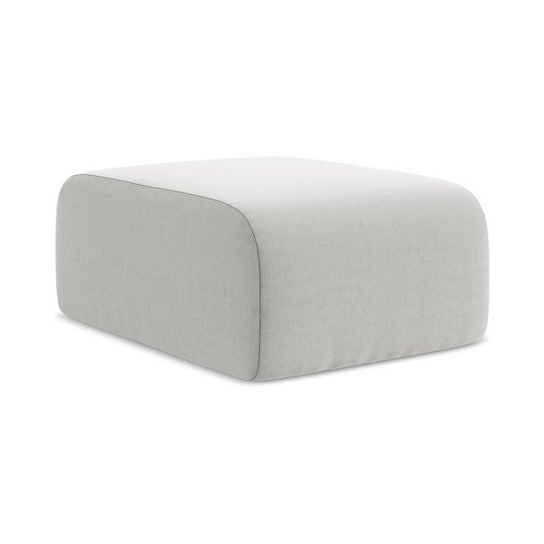 Poggiapiedi grigio chiaro con rivestimento in velluto Lani – Makamii