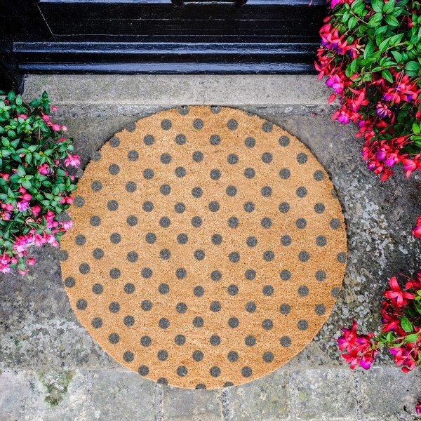 Tappeto rotondo grigio in cocco naturale Dots, ⌀ 70 cm - Artsy Doormats-image-2