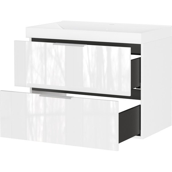 Mobile da lavabo bianco lucido da appendere 81x65 cm Celano – Germania-image-4