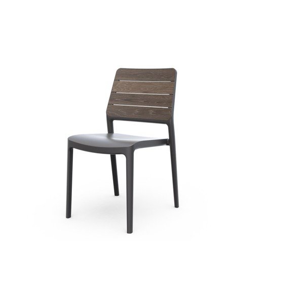 Sedia da esterno grigio scuro/marrone scuro in plastica Deco Porto – Keter