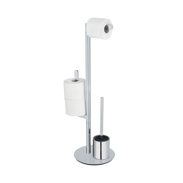 Porta carta igienica con scopino in acciaio inox Polvano - Wenko