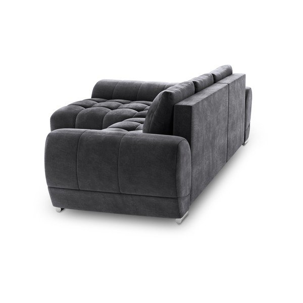 Divano letto angolare grigio scuro con rivestimento in velluto, angolo sinistro Nuage - Windsor & Co Sofas-image-4