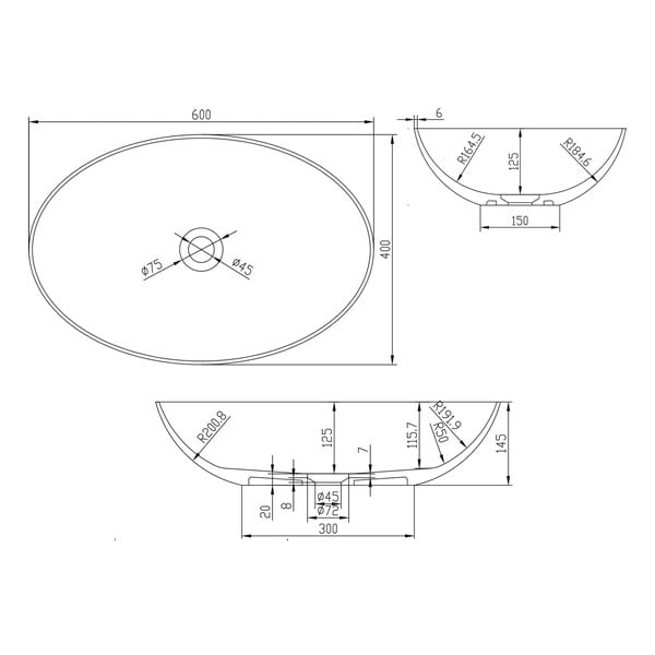 Lavabo in ceramica bianca , 60 x 40 cm Thin - Sapho-image-3