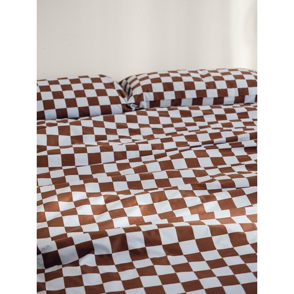 Copripiumino azzurro/marrone in raso di cotone per letto singolo 140x200 cm Plu – noo.ma-image-4