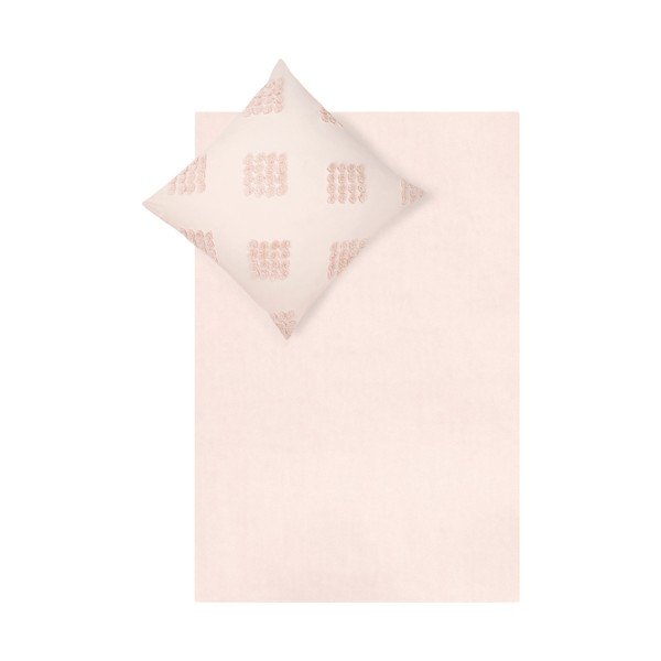 Biancheria da letto singola rosa in percalle di cotone, 135 x 200 cm Fia - Westwing Collection-image-1
