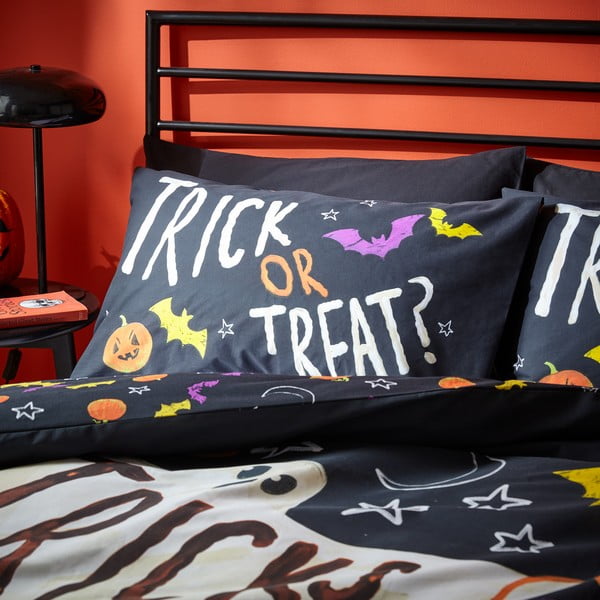 Set copripiumino e federa nero per letto matrimoniale 200x200 cm Halloween Trick or Treat – Catherine Lansfield-image-3