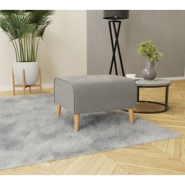 Pouf in velluto grigio chiaro Carole - Ropez-image-2