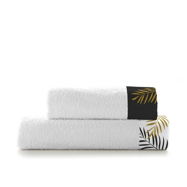 Set di 2 asciugamani in cotone Foliage - Blanc-image-2