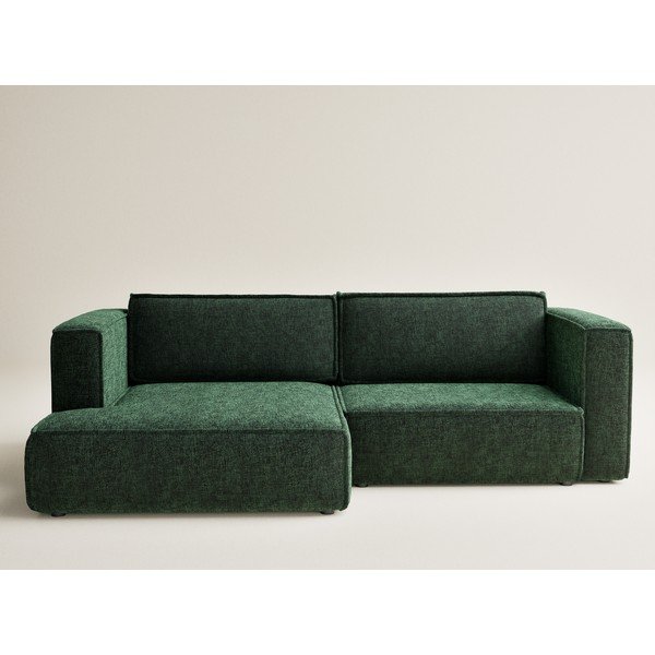 Divano angolare verde scuro allungabile/con contenitore (con penisola a sinistra/con chaise lounge) con rivestimento in ciniglia Velto – Maison de Rêve-image-2