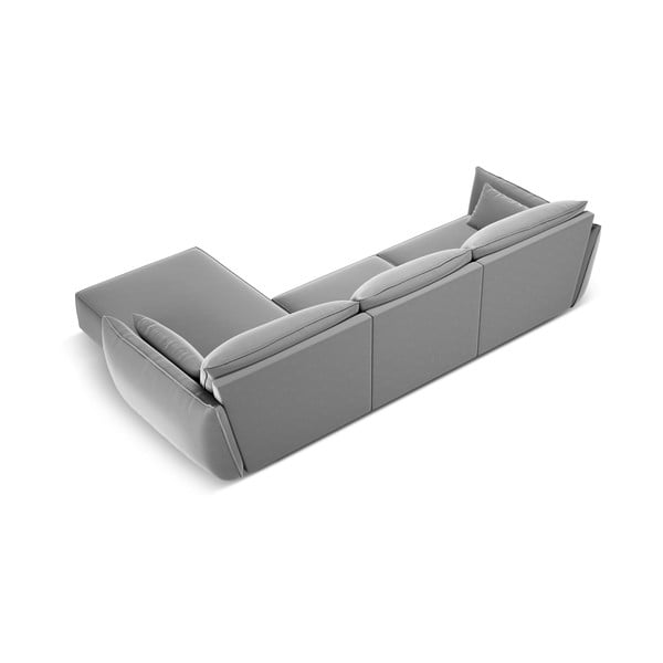 Divano angolare grigio chiaro (con penisola a destra/con chaise lounge) con rivestimento in velluto Vanda – Mazzini Sofas-image-3