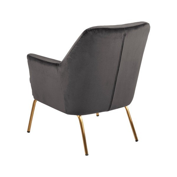 Poltrona in velluto grigio scuro con gambe dorate Chisa - Actona-image-1