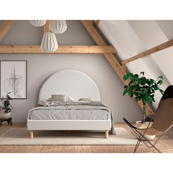 Letto singolo imbottito bianco con griglia 140x200 cm MOON - Vipack-image-1