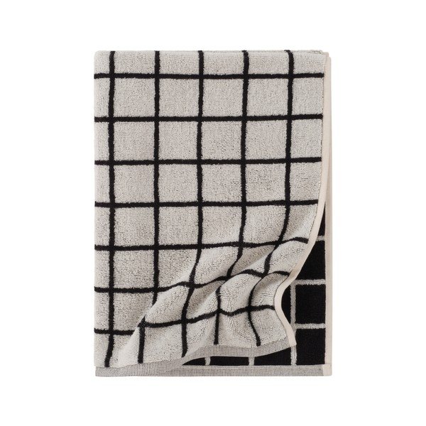 Asciugamano nero/beige in cotone 50x70 cm Grid – Jotex