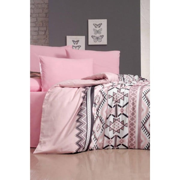 Biancheria da letto estesa rosa per letto matrimoniale con lenzuolo Antic Pink - Mila Home