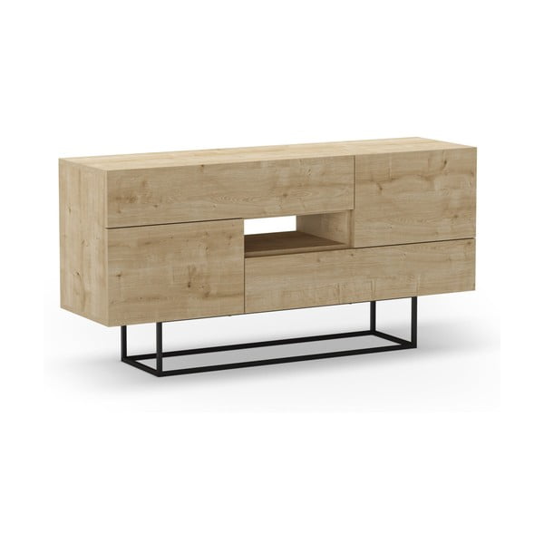 Cassettiera bassa in rovere decorato in colore naturale 145x82 cm Titan - Marckeric