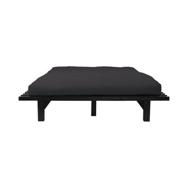 Dvoulůžková postel z borovicového dřeva s matrací Karup Design Blues Double Latex Black/Black, 140 x 200 cm