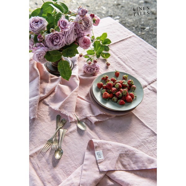 Tovaglia di lino 140x140 cm Misty Rose - Linen Tales-image-1