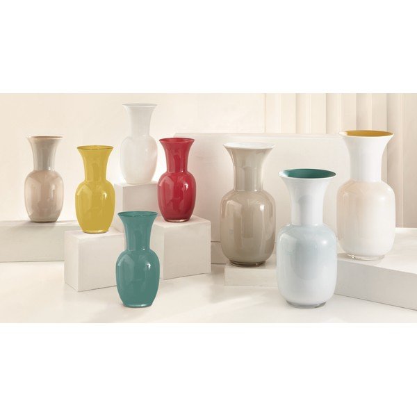 Vaso bianco in vetro (altezza totale 26 cm) – Brandani-image-1
