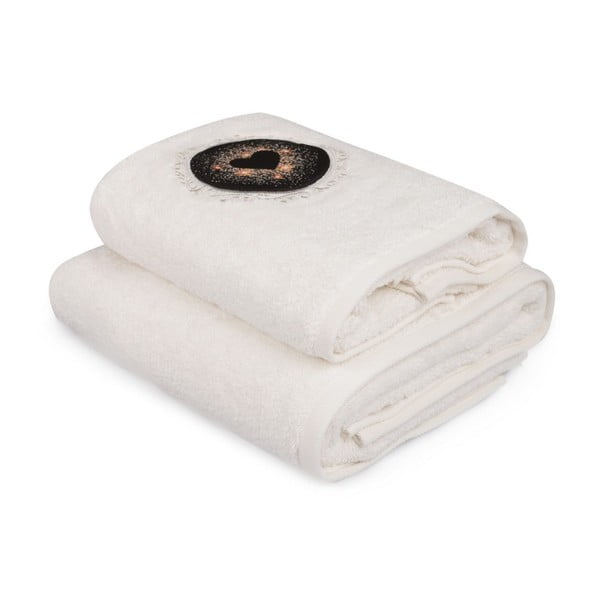 Set di asciugamani e teli da bagno bianchi con dettagli colorati Espérance - Foutastic