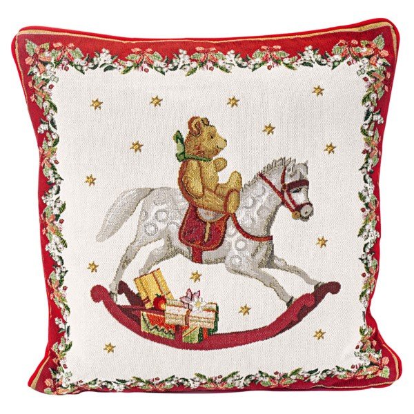 Cuscino decorativo in cotone rosso e bianco con motivo natalizio Villeroy & Boch Toys Fantasy, 45 x 45 cm - Villeroy&Boch