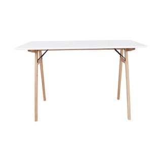 Tavolo bianco con gambe marroni Scrivania, lunghezza 120 cm Vojens - House Nordic