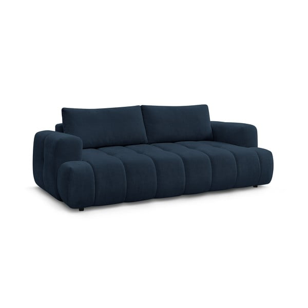 Divano blu scuro allungabile e con contenitore rivestito in ciniglia 251 cm Fuji – Bobochic Paris-image-3