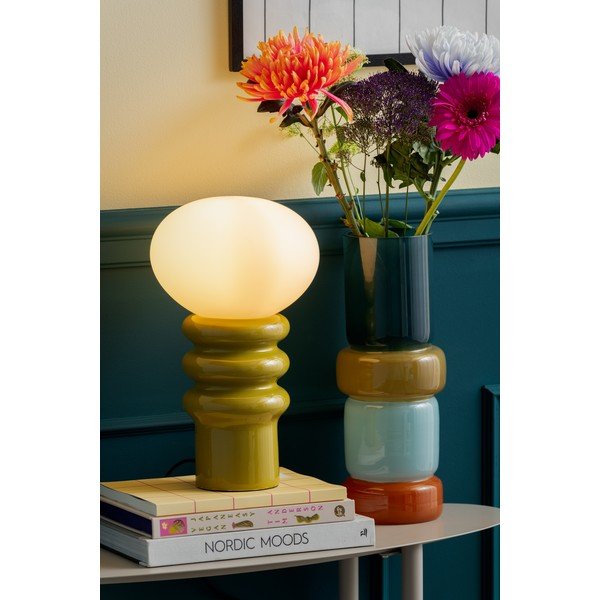 Lampada da tavolo color kaki in ceramica (altezza totale 33,5 cm) Catania Aro – Leitmotiv-image-1