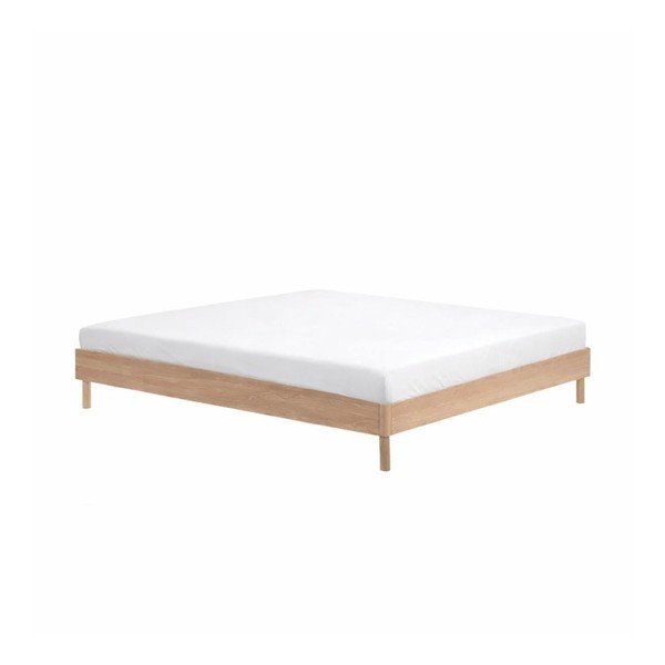 Letto matrimoniale di colore naturale in rovere massiccio senza testiera rete non inclusa 160x200 cm Forrest – Vipack