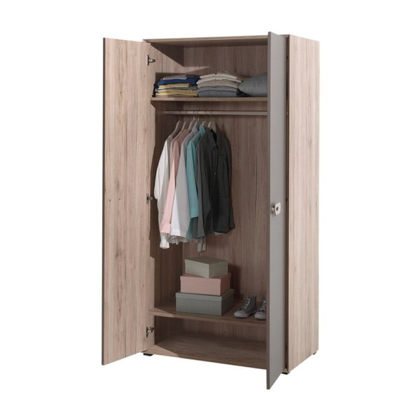 Hnědá šatní skříň Vipack Emma, šířka 97 cm