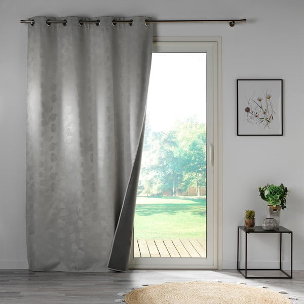 Tenda jacquard oscurante grigio chiaro 140x260 cm Lunella - douceur d'intérieur-image-2