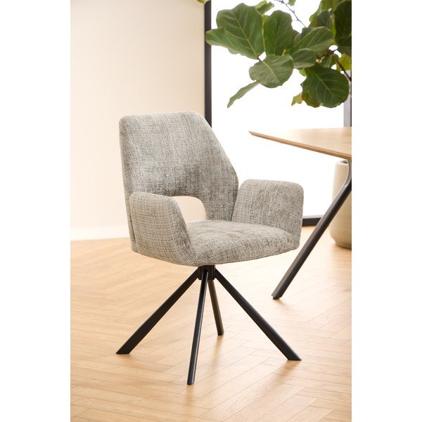 Sedia da pranzo grigio chiaro in imbottito con braccioli Graham – Actona-image-2