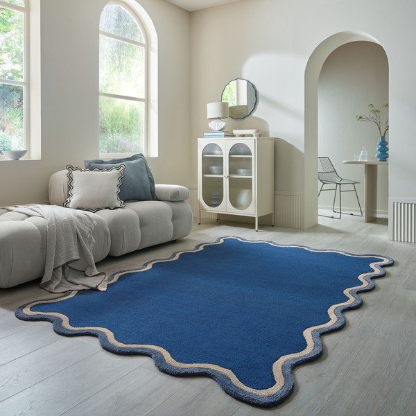 Tappeto blu scuro in misto lana tessuto a mano 160x230 cm Rivo Wool – Flair Rugs-image-1