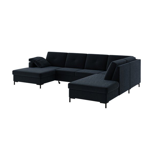 Divano letto a U in velluto blu scuro, angolo destro Moor - Ghado-image-2