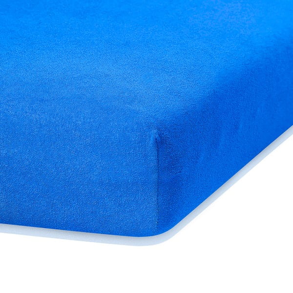 Lenzuolo elastico blu ad alto contenuto di cotone, 160/180 x 200 cm Ruby - AmeliaHome