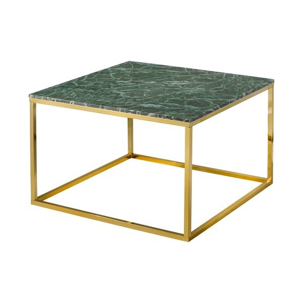 Tavolino con base dorata e piano in marmo verde Accento - RGE