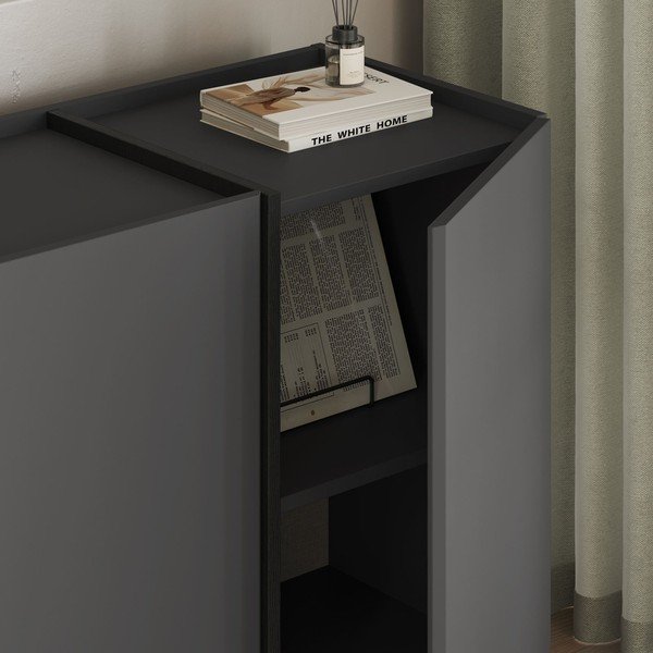 Credenza color antracite con apertura per cavi 180x80x45 cm Dorma – Kalune Design-image-3