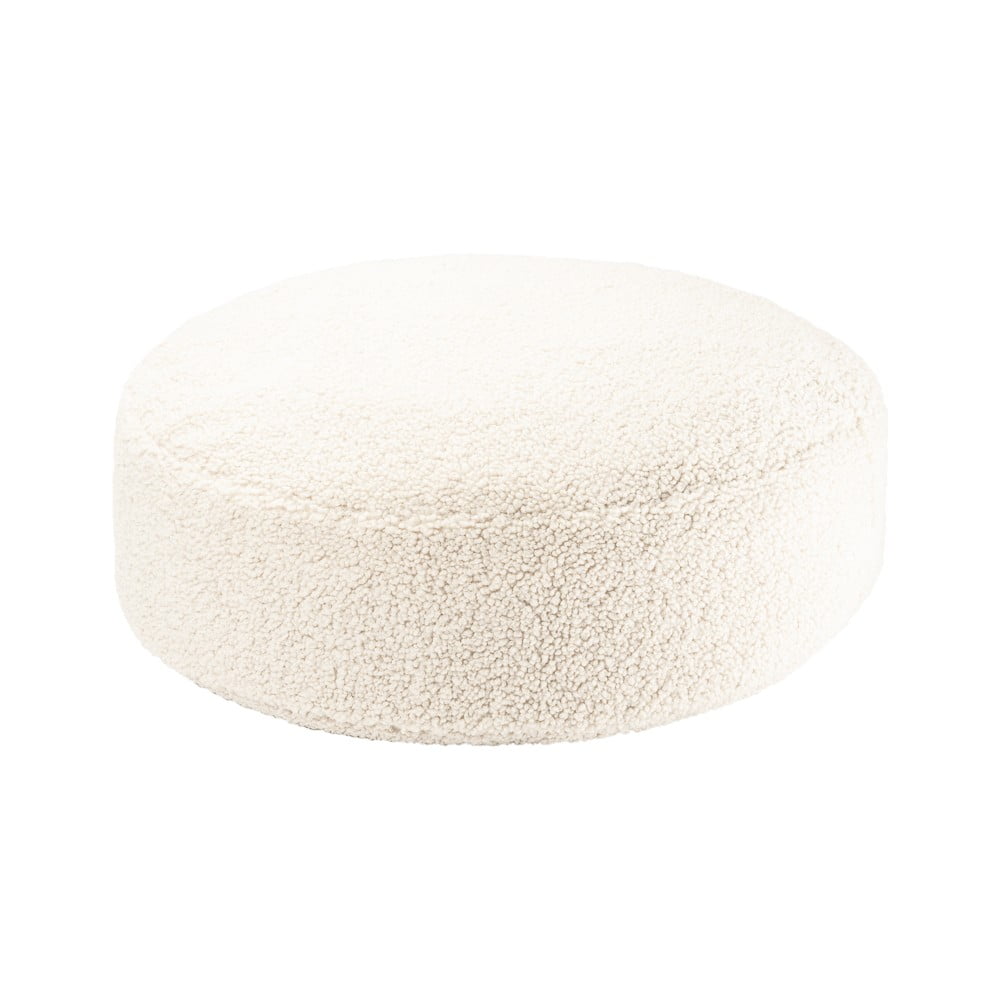 Pouf a sacco per bambini color crema con rivestimento in bouclé Round – Wigiwama | Pouf a sacco per bambini