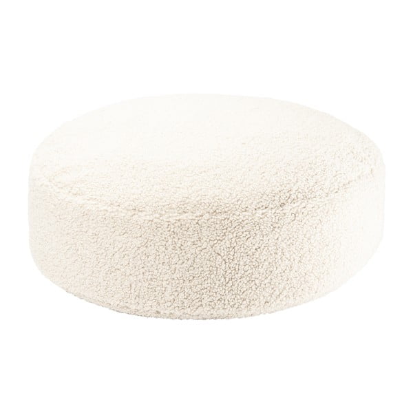Pouf a sacco per bambini color crema con rivestimento in bouclé Round – Wigiwama